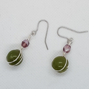 Green and Purple Drop Earrings